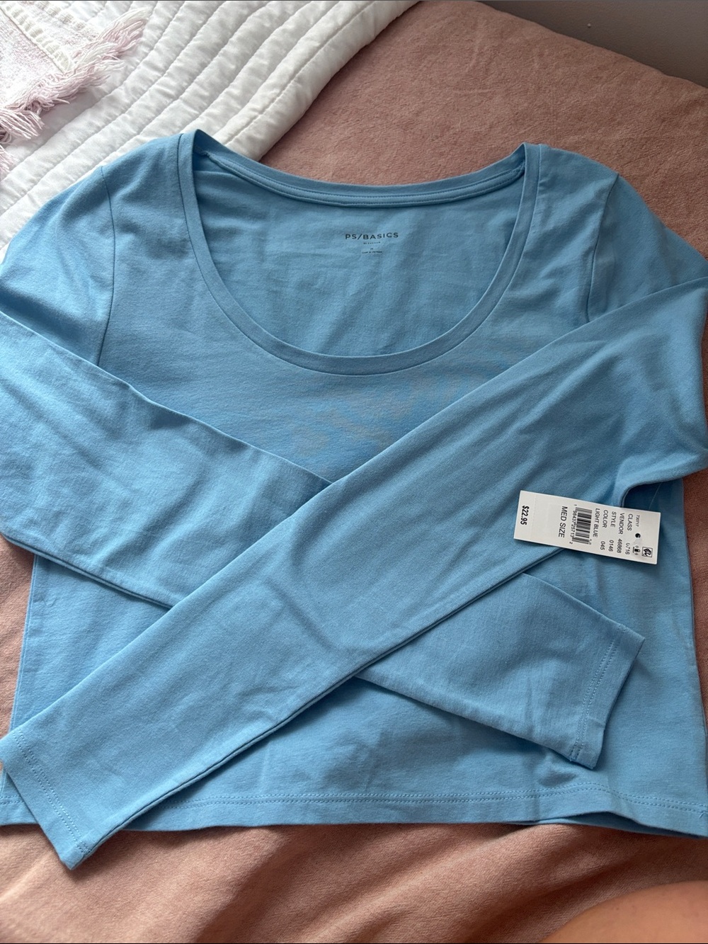 PacSun Women's Sky Blue Long Sleeve Scoop Neck Tee